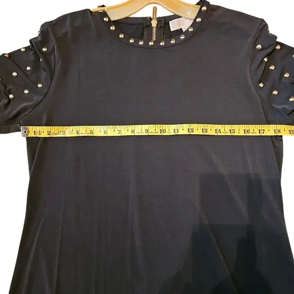 Michael Kors Forest Green Spandex Dress with Gold Studded Embellishments Size L - Picture 8 of 10